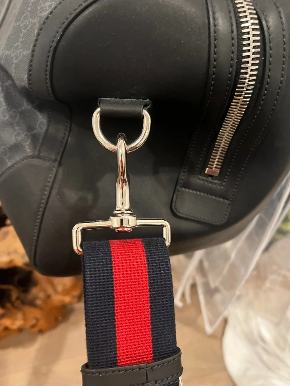 Gucci Black Designer Monogram Travel Duffel Bag